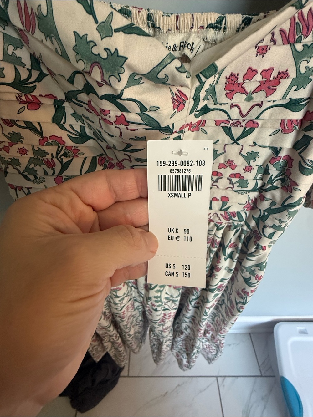 Abercrombie & Fitch Emerson Cream Floral Puff Sleeve Dress NWT - Picture 3 of 3